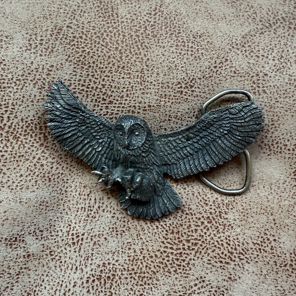 SOLD - Silver Owl Belt Buckle